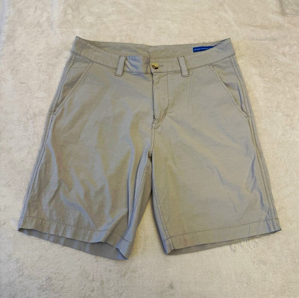 Southern Tide Men's Gray Chino Shorts Stretch Flat Front 9" Slash Pockets 32